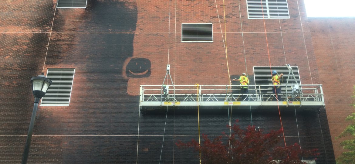 Pressure washing brick