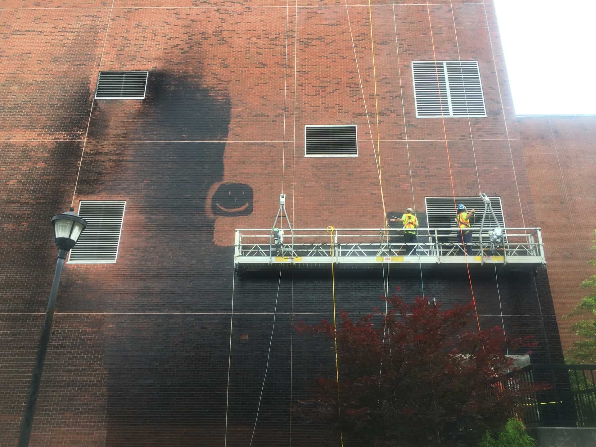 Pressure washing brick